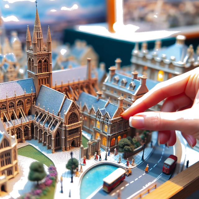 Create an image of intricate miniature model scene that encapsulates the vibrant essence and unique characteristics of City Inghilterra, in country Regno Unito styled to echo the fascinating detail and whimsy of Miniatur World.