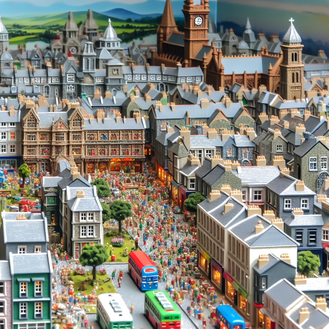 Create an image of intricate miniature model scene that encapsulates the vibrant essence and unique characteristics of City Cardiff, in country Pays de Galles styled to echo the fascinating detail and whimsy of Miniatur World.