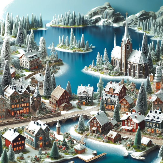 Create an image of intricate miniature model scene that encapsulates the vibrant essence and unique characteristics of Country Suecia, styled to echo the fascinating detail and whimsy of Miniatur World.