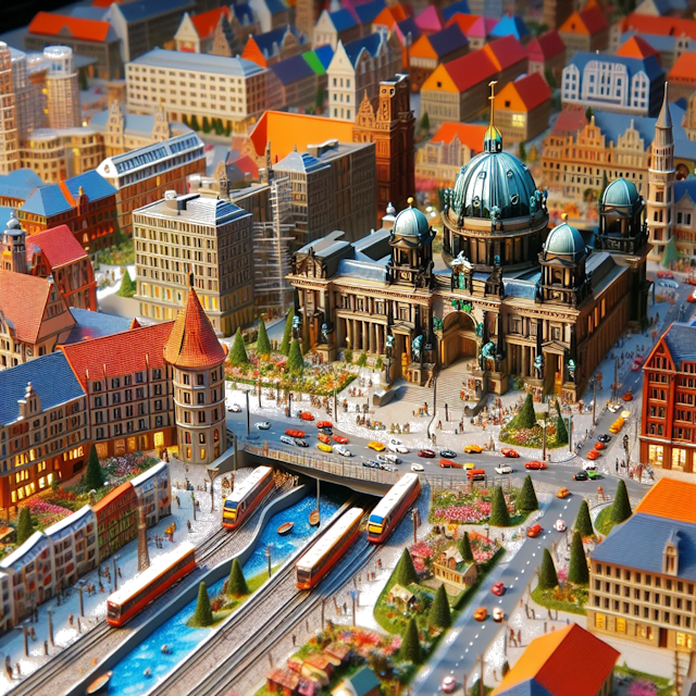 Create an image of intricate miniature model scene that encapsulates the vibrant essence and unique characteristics of Country Berlijn, styled to echo the fascinating detail and whimsy of Miniatur World.