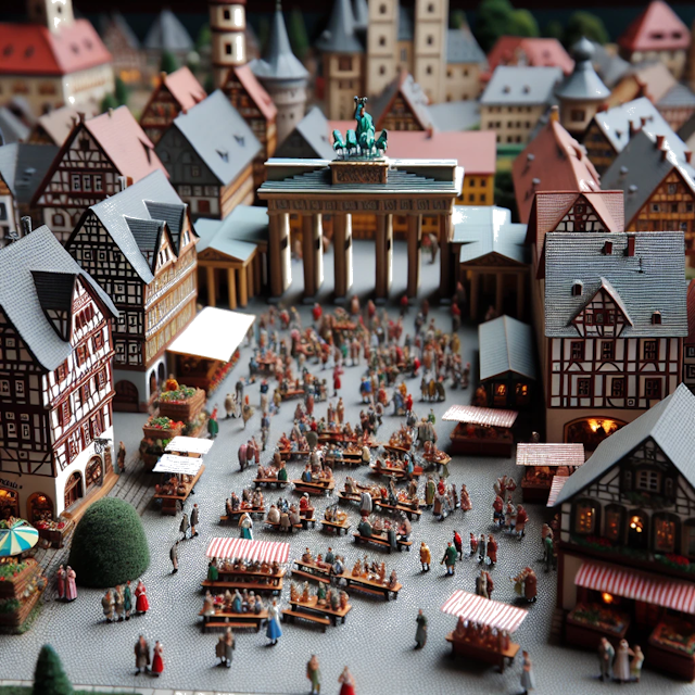 Create an image of intricate miniature model scene that encapsulates the vibrant essence and unique characteristics of Country Germany, styled to echo the fascinating detail and whimsy of Miniatur World.