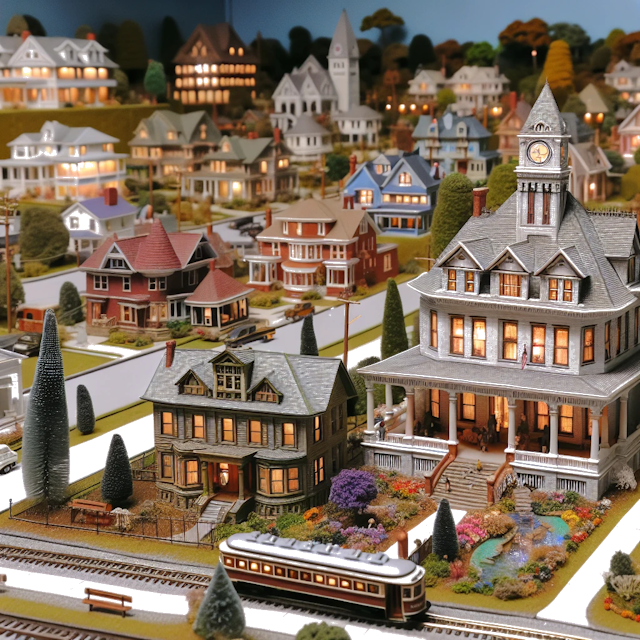 Create an image of intricate miniature model scene that encapsulates the vibrant essence and unique characteristics of City Brunswick, Ohio, in country États-Unis styled to echo the fascinating detail and whimsy of Miniatur World.