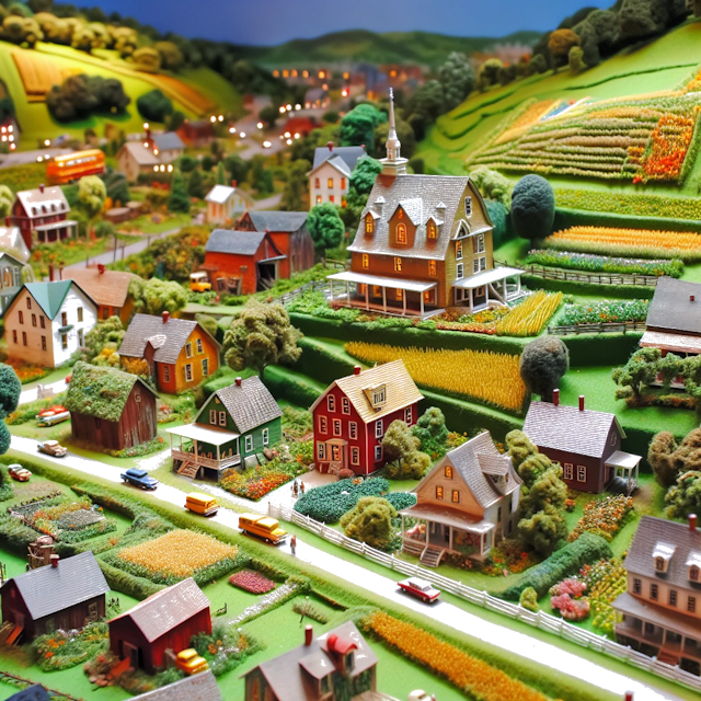 Create an image of intricate miniature model scene that encapsulates the vibrant essence and unique characteristics of Country Pensilvânia, styled to echo the fascinating detail and whimsy of Miniatur World.