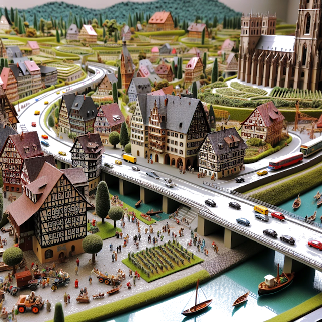 Create an image of intricate miniature model scene that encapsulates the vibrant essence and unique characteristics of Country Germania, styled to echo the fascinating detail and whimsy of Miniatur World.