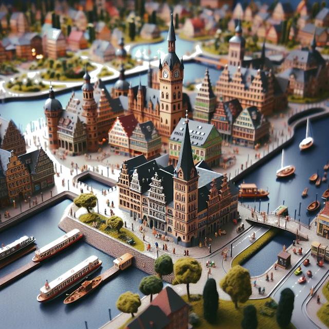 Create an image of intricate miniature model scene that encapsulates the vibrant essence and unique characteristics of City Alemanha, in country Hanover styled to echo the fascinating detail and whimsy of Miniatur World.