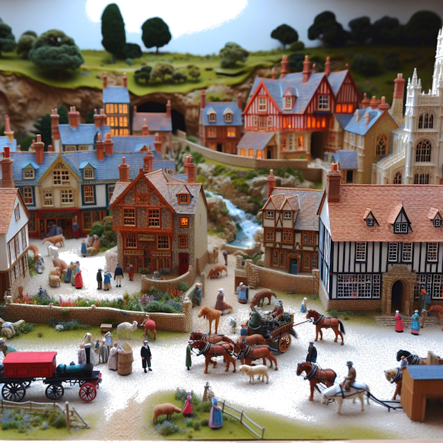 Create an image of intricate miniature model scene that encapsulates the vibrant essence and unique characteristics of Country Meridian, styled to echo the fascinating detail and whimsy of Miniatur World.