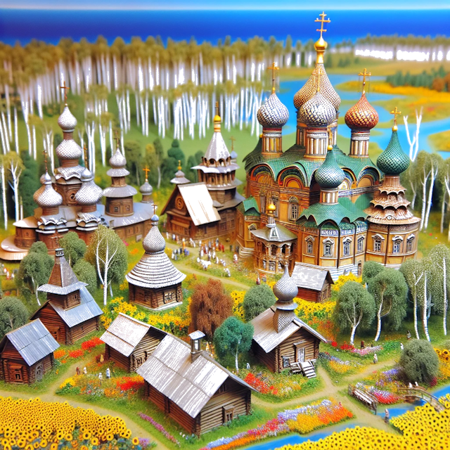 Create an image of intricate miniature model scene that encapsulates the vibrant essence and unique characteristics of Country Russie, styled to echo the fascinating detail and whimsy of Miniatur World.