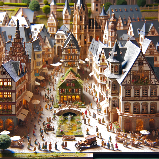 Create an image of intricate miniature model scene that encapsulates the vibrant essence and unique characteristics of City Göppingen, in country West-Duitsland styled to echo the fascinating detail and whimsy of Miniatur World.