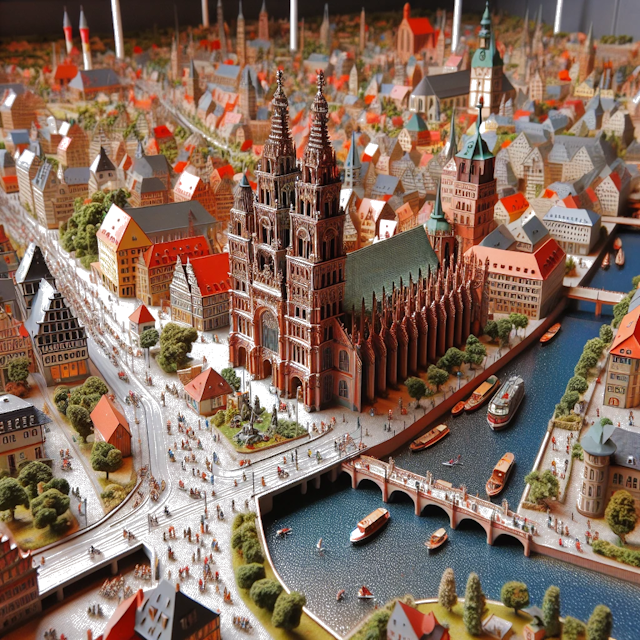 Create an image of intricate miniature model scene that encapsulates the vibrant essence and unique characteristics of City Halle an der Saale, in country Ostdeutschland styled to echo the fascinating detail and whimsy of Miniatur World.