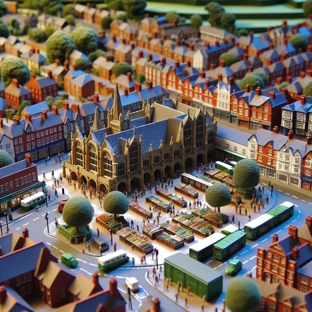 Create an image of intricate miniature model scene that encapsulates the vibrant essence and unique characteristics of City Hertfordshire, in country Inglaterra styled to echo the fascinating detail and whimsy of Miniatur World.
