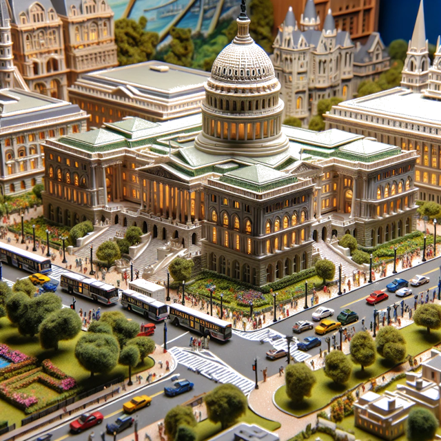 Create an image of intricate miniature model scene that encapsulates the vibrant essence and unique characteristics of City Stati Uniti, in country Washington D.C. styled to echo the fascinating detail and whimsy of Miniatur World.