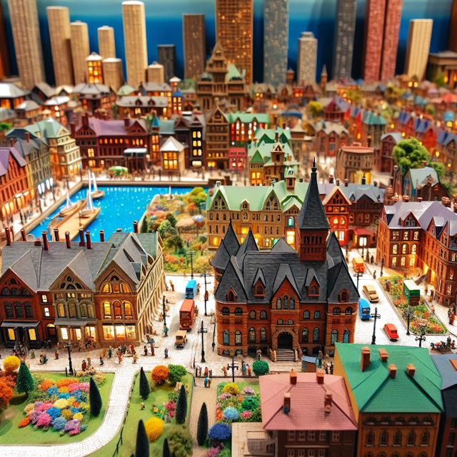 Create an image of intricate miniature model scene that encapsulates the vibrant essence and unique characteristics of Country Toronto, styled to echo the fascinating detail and whimsy of Miniatur World.