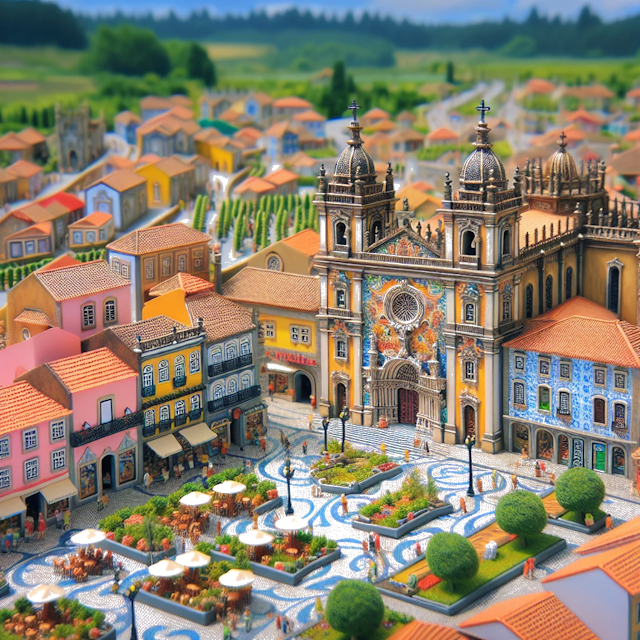 Create an image of intricate miniature model scene that encapsulates the vibrant essence and unique characteristics of Country Portugal, styled to echo the fascinating detail and whimsy of Miniatur World.