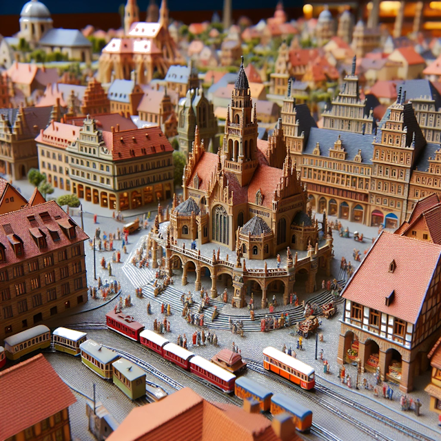 Create an image of intricate miniature model scene that encapsulates the vibrant essence and unique characteristics of City Alemania, in country Hannover styled to echo the fascinating detail and whimsy of Miniatur World.