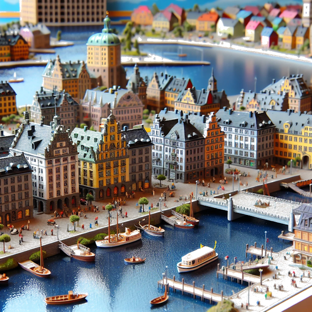 Create an image of intricate miniature model scene that encapsulates the vibrant essence and unique characteristics of City Gotemburgo, in country Suecia styled to echo the fascinating detail and whimsy of Miniatur World.