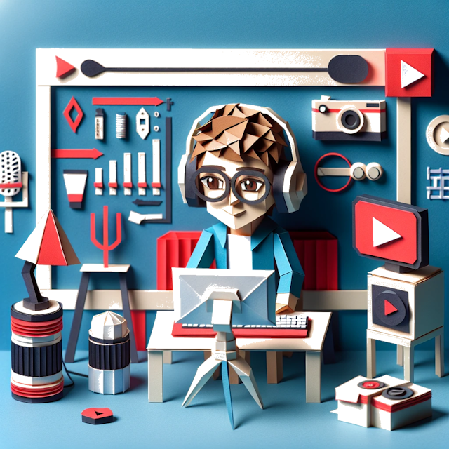 Create a paper craft image representing the profession: Youtuber.