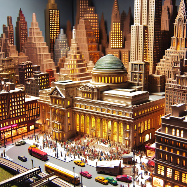 Create an image of intricate miniature model scene that encapsulates the vibrant essence and unique characteristics of City Vereinigte Staaten, in country New York styled to echo the fascinating detail and whimsy of Miniatur World.