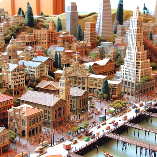 Create an image of intricate miniature model scene that encapsulates the vibrant essence and unique characteristics of City United States, in country Bay Area styled to echo the fascinating detail and whimsy of Miniatur World.