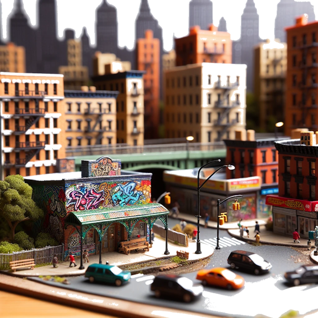 Create an image of intricate miniature model scene that encapsulates the vibrant essence and unique characteristics of City Bronx, in country ciudad de Nueva York styled to echo the fascinating detail and whimsy of Miniatur World.