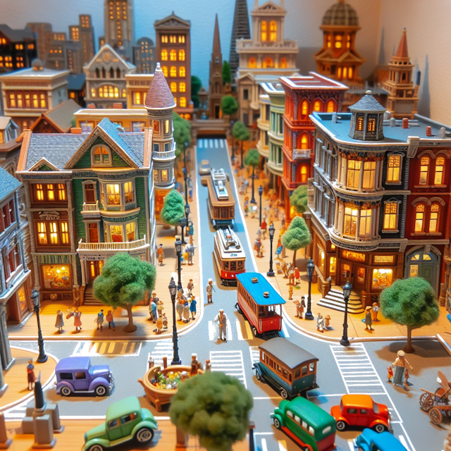 Create an image of intricate miniature model scene that encapsulates the vibrant essence and unique characteristics of City Verenigde Staten, in country San Francisco styled to echo the fascinating detail and whimsy of Miniatur World.
