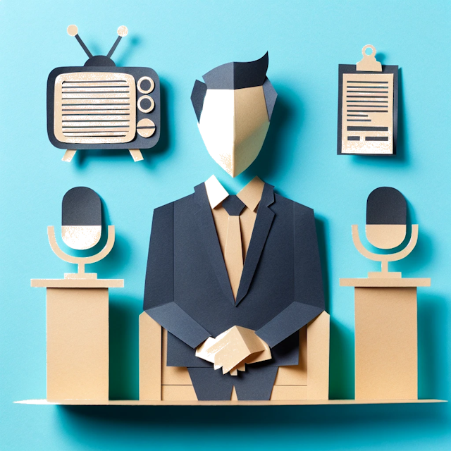 Create a paper craft image representing the profession: Apresentador de TV/personalidade.