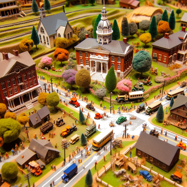 Create an image of intricate miniature model scene that encapsulates the vibrant essence and unique characteristics of Country Maryland, styled to echo the fascinating detail and whimsy of Miniatur World.