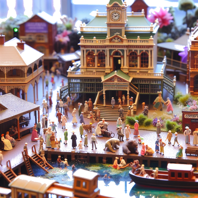 Create an image of intricate miniature model scene that encapsulates the vibrant essence and unique characteristics of Country Sydney, styled to echo the fascinating detail and whimsy of Miniatur World.