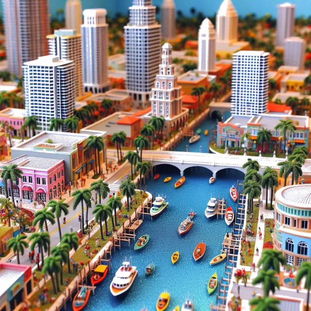 Create an image of intricate miniature model scene that encapsulates the vibrant essence and unique characteristics of City États-Unis, in country Boca Raton styled to echo the fascinating detail and whimsy of Miniatur World.