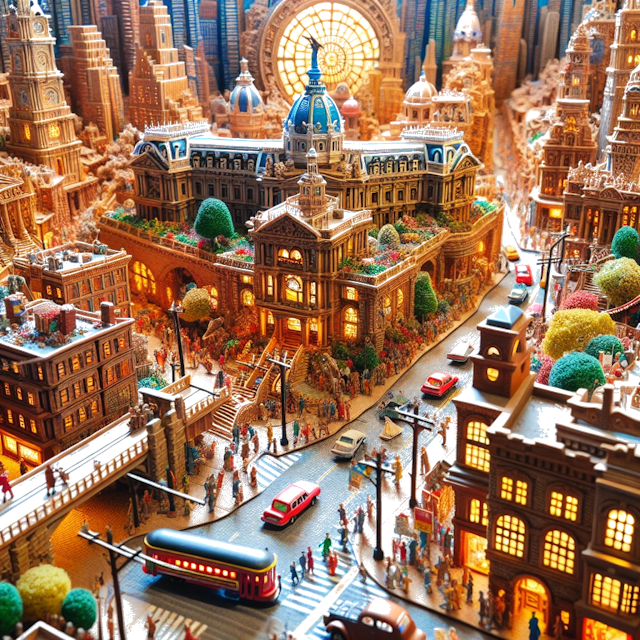 Create an image of intricate miniature model scene that encapsulates the vibrant essence and unique characteristics of City Philadelphia, in country Pensilvânia styled to echo the fascinating detail and whimsy of Miniatur World.
