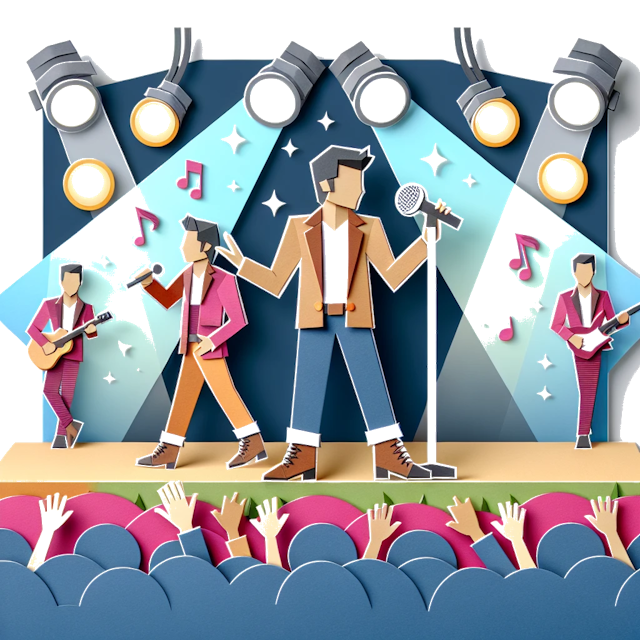 Create a paper craft image representing the profession: Cantante.