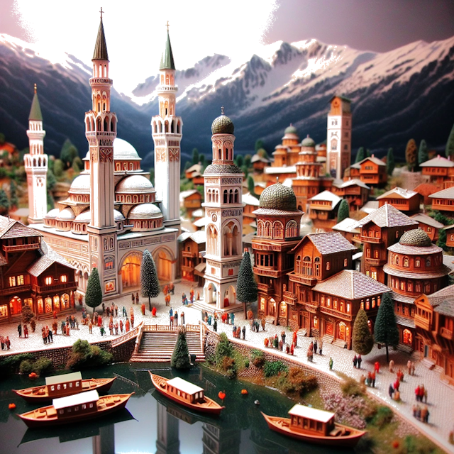 Create an image of intricate miniature model scene that encapsulates the vibrant essence and unique characteristics of City Prizren, in country SFR Jugoslawien styled to echo the fascinating detail and whimsy of Miniatur World.