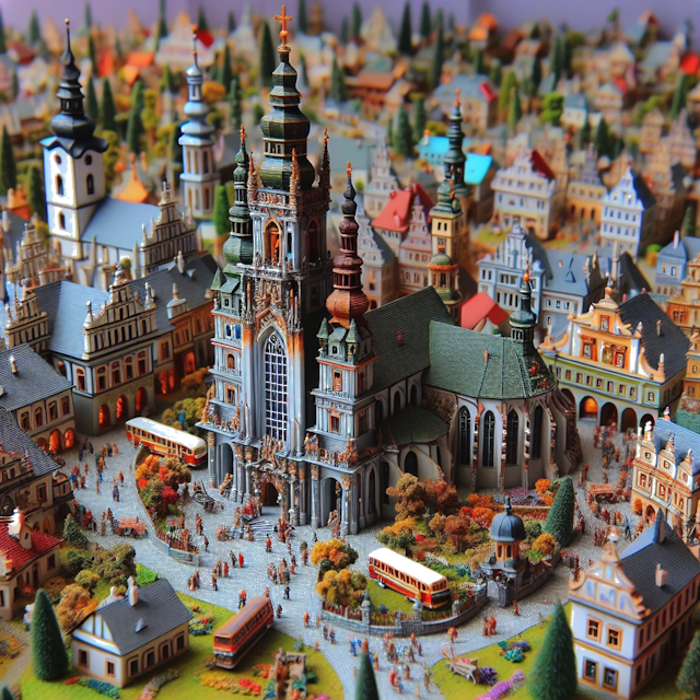 Create an image of intricate miniature model scene that encapsulates the vibrant essence and unique characteristics of City Repubblica Ceca, in country Teplice styled to echo the fascinating detail and whimsy of Miniatur World.