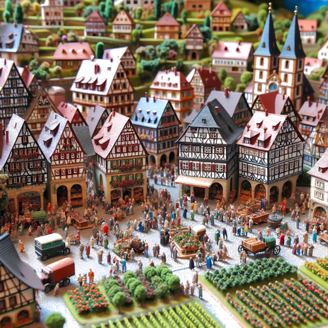 Create an image of intricate miniature model scene that encapsulates the vibrant essence and unique characteristics of Country Alemania, styled to echo the fascinating detail and whimsy of Miniatur World.