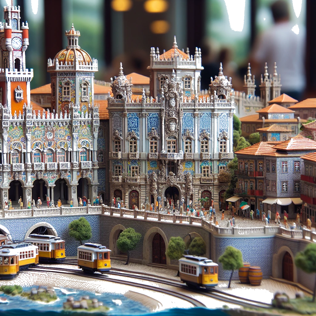 Create an image of intricate miniature model scene that encapsulates the vibrant essence and unique characteristics of Country Portogallo, styled to echo the fascinating detail and whimsy of Miniatur World.