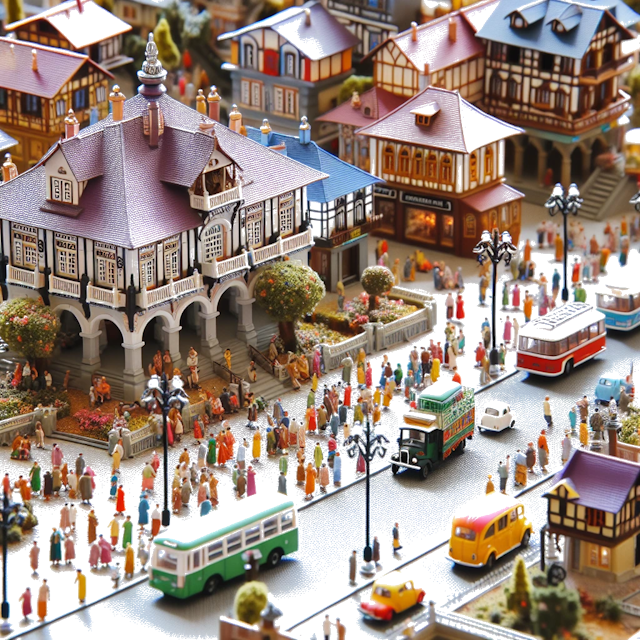 Create an image of intricate miniature model scene that encapsulates the vibrant essence and unique characteristics of Country Tupelo, styled to echo the fascinating detail and whimsy of Miniatur World.