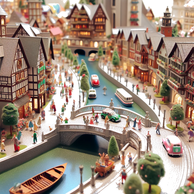 Create an image of intricate miniature model scene that encapsulates the vibrant essence and unique characteristics of City Arlington, in country Texas styled to echo the fascinating detail and whimsy of Miniatur World.