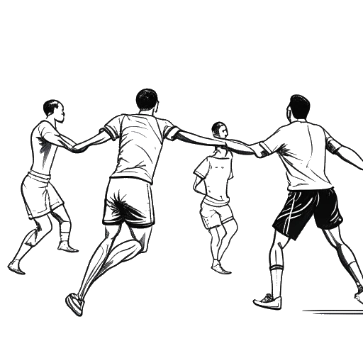 Dibujo de arte lineal de un hombre jugando voleibol, representando el pasatiempo de Sean Kaufman de jugar voleibol con sus compañeros de reparto de 'The Summer I Turned Pretty'