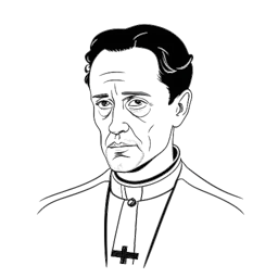 Ilustração em arte linear de um homem retratando o personagem padre de "Fleabag," com uma expressão compassiva e pensativa.