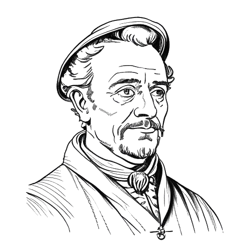 Dibujo de línea de un hombre, representando a Andrew Scott, interpretando al Coronel William Smith