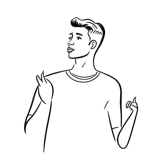Desenho de arte de linha de um homem, representando Andrew Scott, defendendo os direitos LGBTQ+