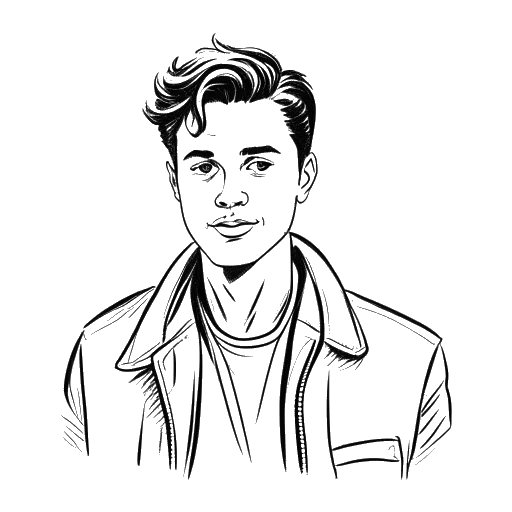 Line art drawing of a young man, representing Andrew Scott, moving to London for his acting career
