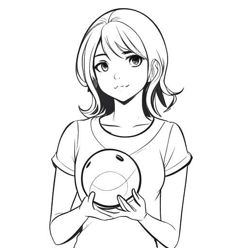 Desenho em arte linear de uma menina segurando uma Pokébola, representando Imane Anys, em um fundo branco