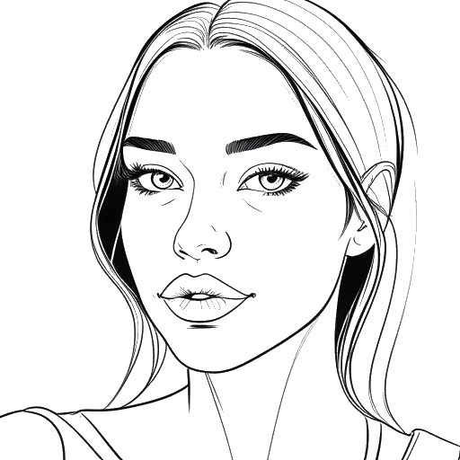Disegno in bianco e nero di una giovane donna, rappresentante Brooke Monk, che collabora con marchi come MVMT, ColourPop Cosmetics e Amazon Prime.