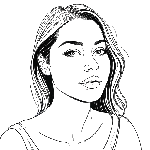 Disegno in bianco e nero di una giovane donna, rappresentante Brooke Monk, che utilizza Instagram e guadagna oltre 2,7 milioni di follower.
