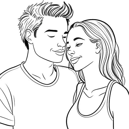 Disegno in bianco e nero di una giovane coppia, rappresentante Brooke Monk e il suo ragazzo Sam Dezz, che godono della loro vita a Los Angeles, in California.