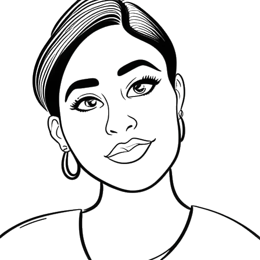 Line art drawing of a woman, representing Alissa Violet, with two speech bubbles, one labeled 'Jake Paul' and the other 'FaZe Banks'