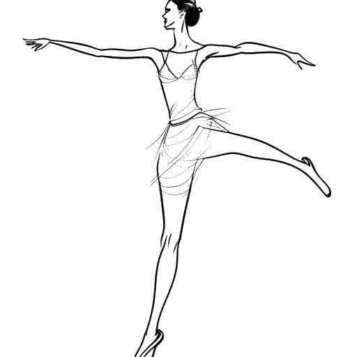 Line art depiction of a woman representing Miranda Cohen exuding determination and grace in ballet toe shoes.