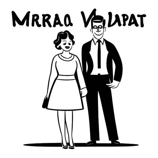 Dibujo a línea de una mujer y un hombre, que representan a Miranda Cohen y Lucas Cherroci, con una pancarta 'Miranda Dream Fit'.
