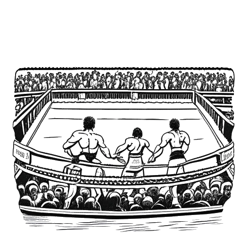 Disegno stilizzato di due uomini, incarnando gli Usos, sollevando vittoriosamente cinture di campioni di coppia all'interno di un ring di wrestling con una folla eccitata sullo sfondo.