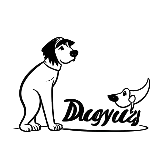 Line art drawing of an album cover representing Snoop Dogg's debut album 'Doggystyle' with the number 1